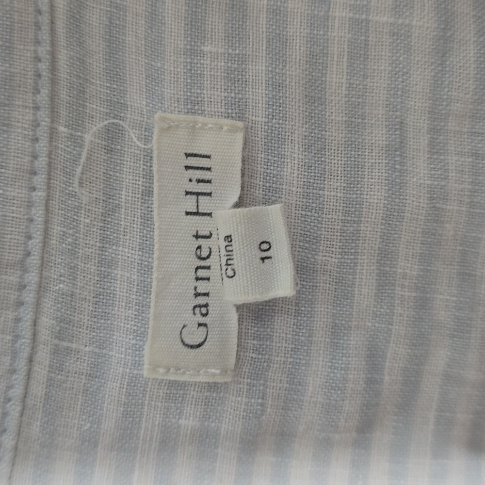 Garnet Hill Linen Light Blue Striped Casual Shirt - Picture 3 of 8